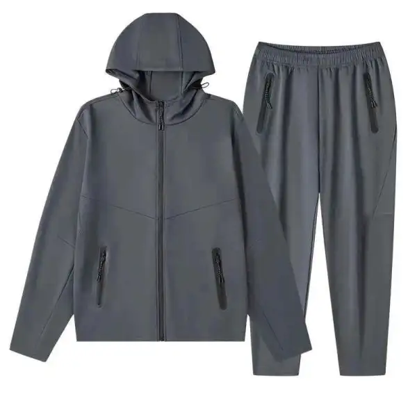 Drawstring Zip Up Hooded Top and Pants Set