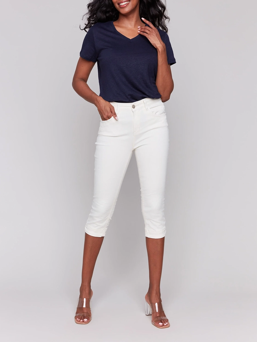 Slim Fit Women's Breathable Cotton Cropped Pants
