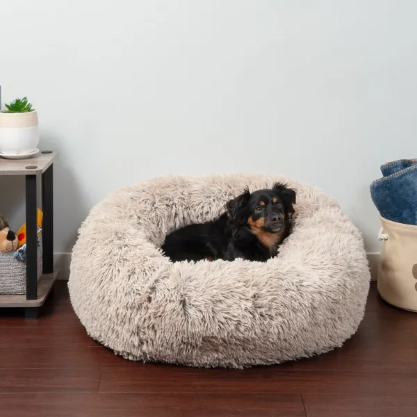 Calming Cuddler Long Fur Donut Bed