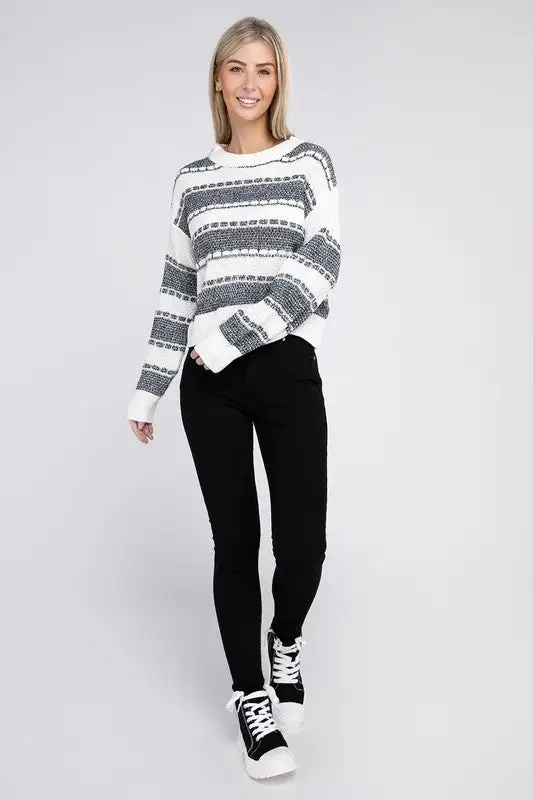 Two Tone Drop Shoulder Sweater