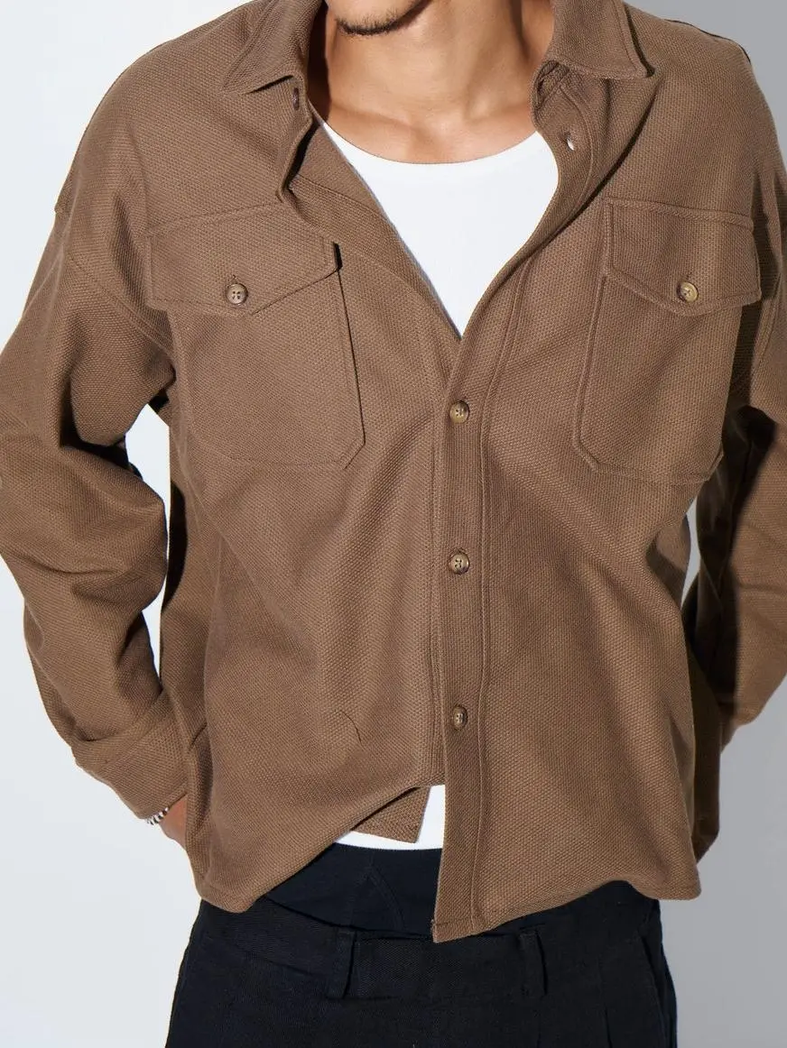 Casual Soft  And Comfortable Khaki Shirt