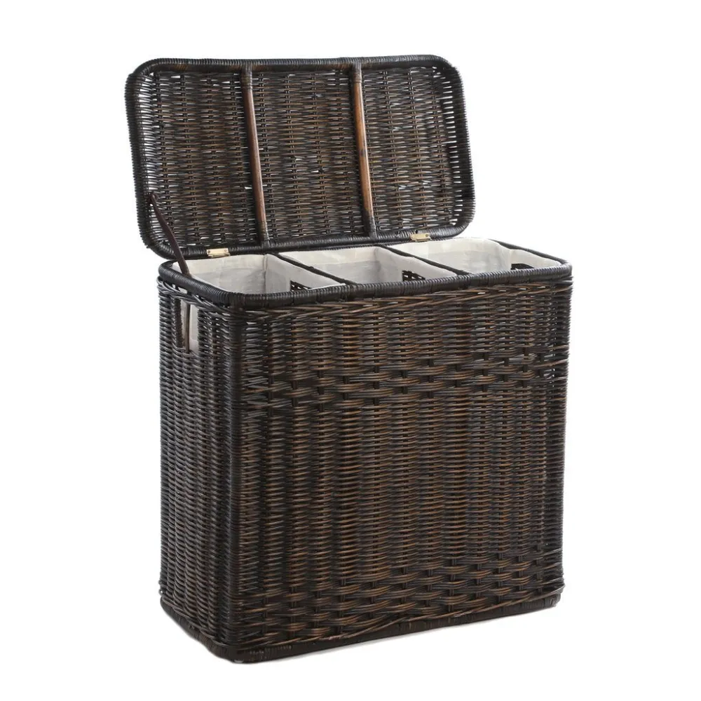 Compartment Wicker Laundry Hamper 2