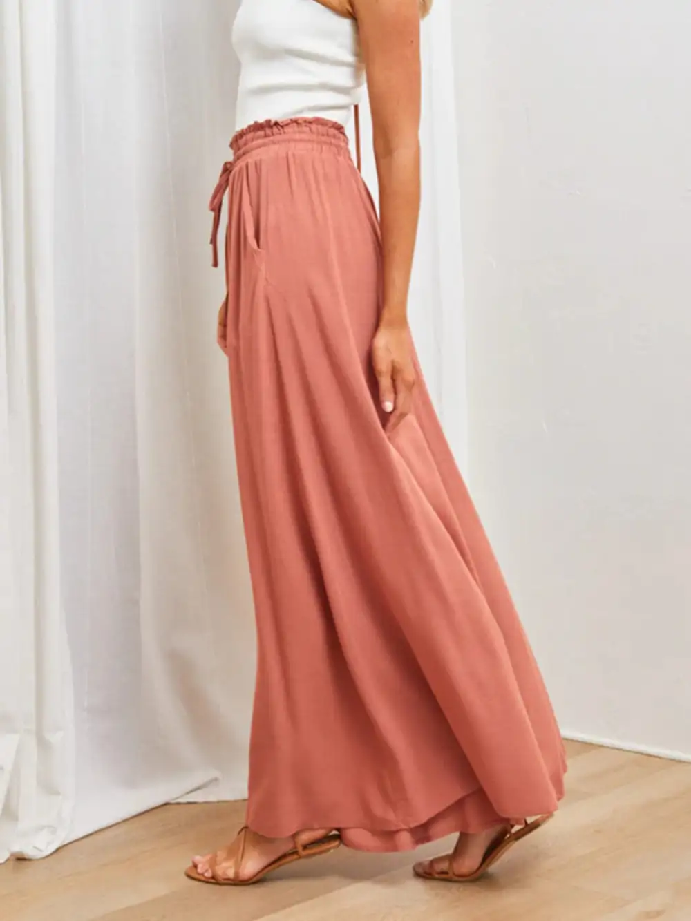 Easy Fit High Waist Wide Leg Pants