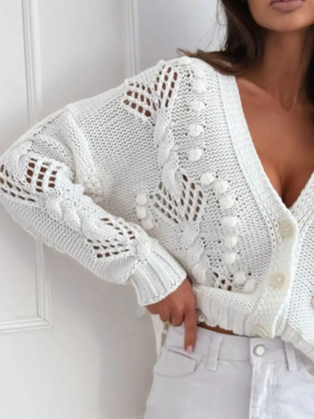 Button-Up V-Neck Cardigan