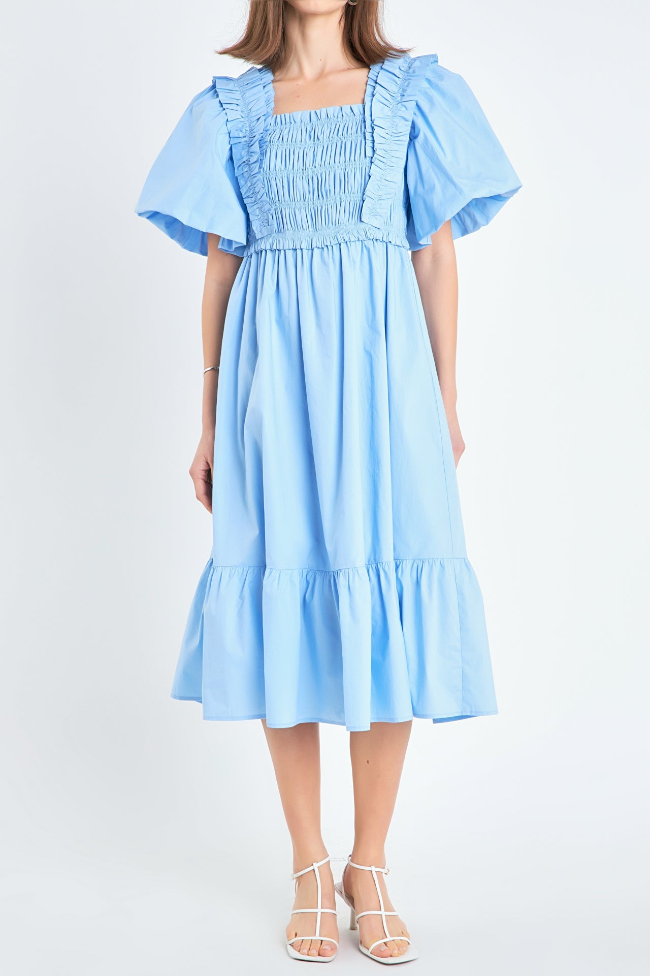 Puff Sleeve Midi Dress