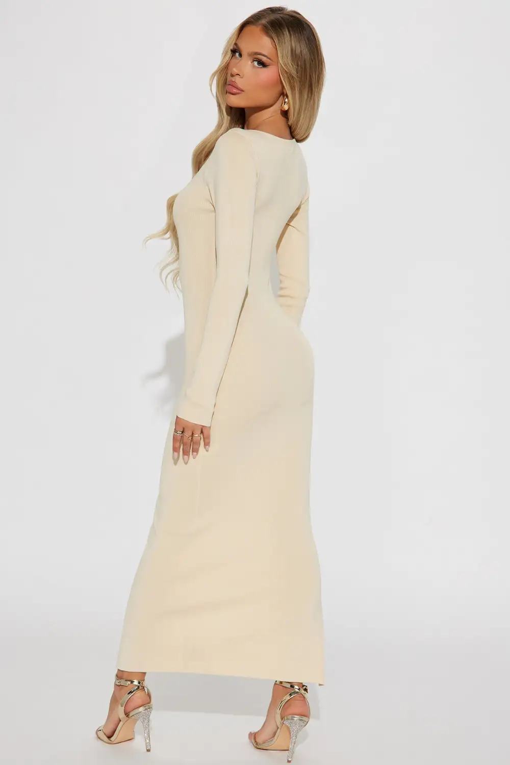 Eve Cutout Knit Midi Dress - Cream