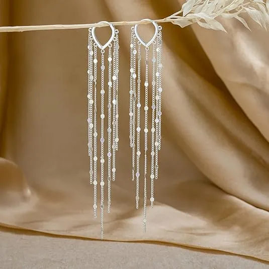 Gold Plated Long Tassel Earrings for Women