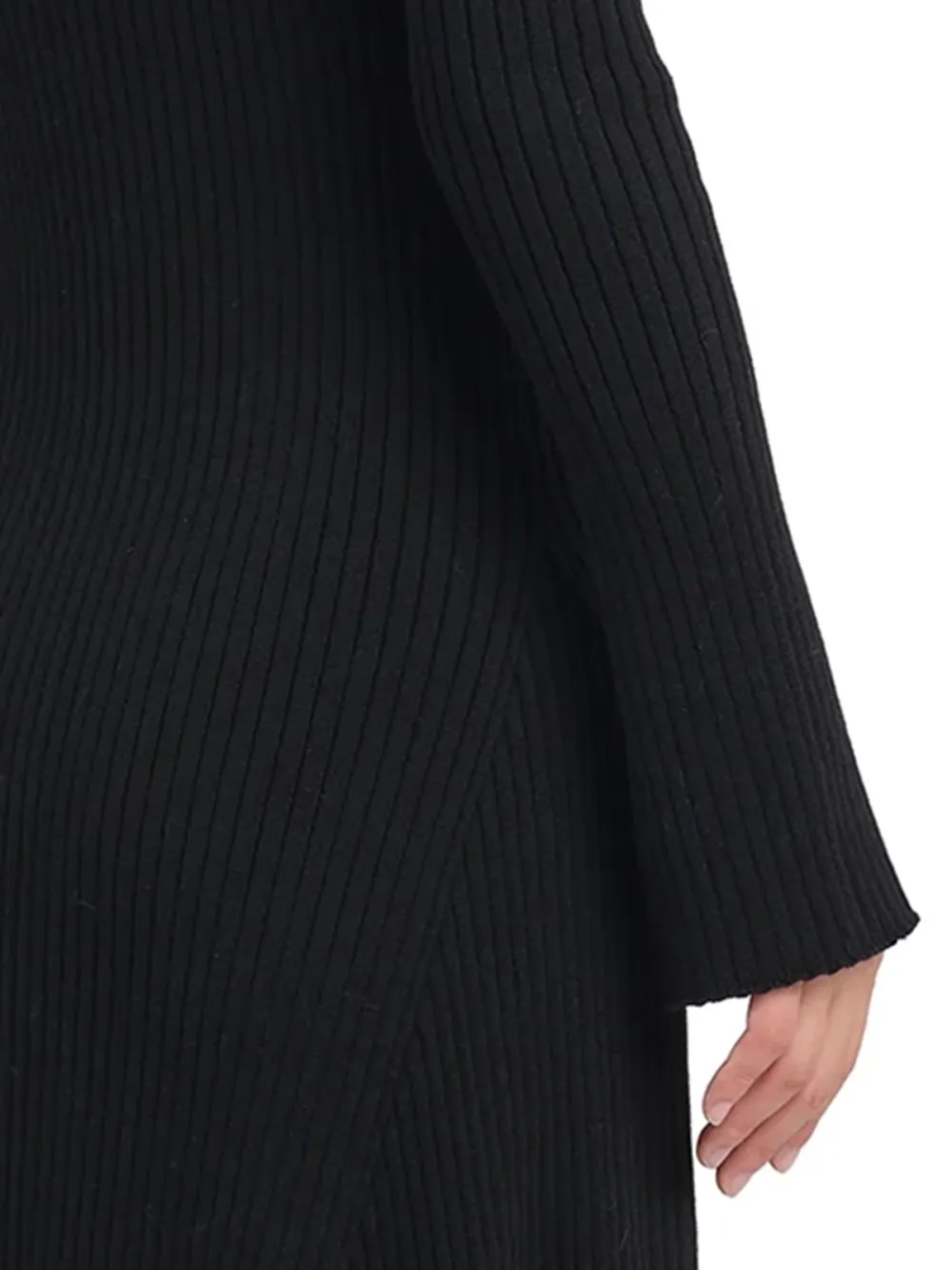Asymmetric Hem Ribbed Sweater Dress