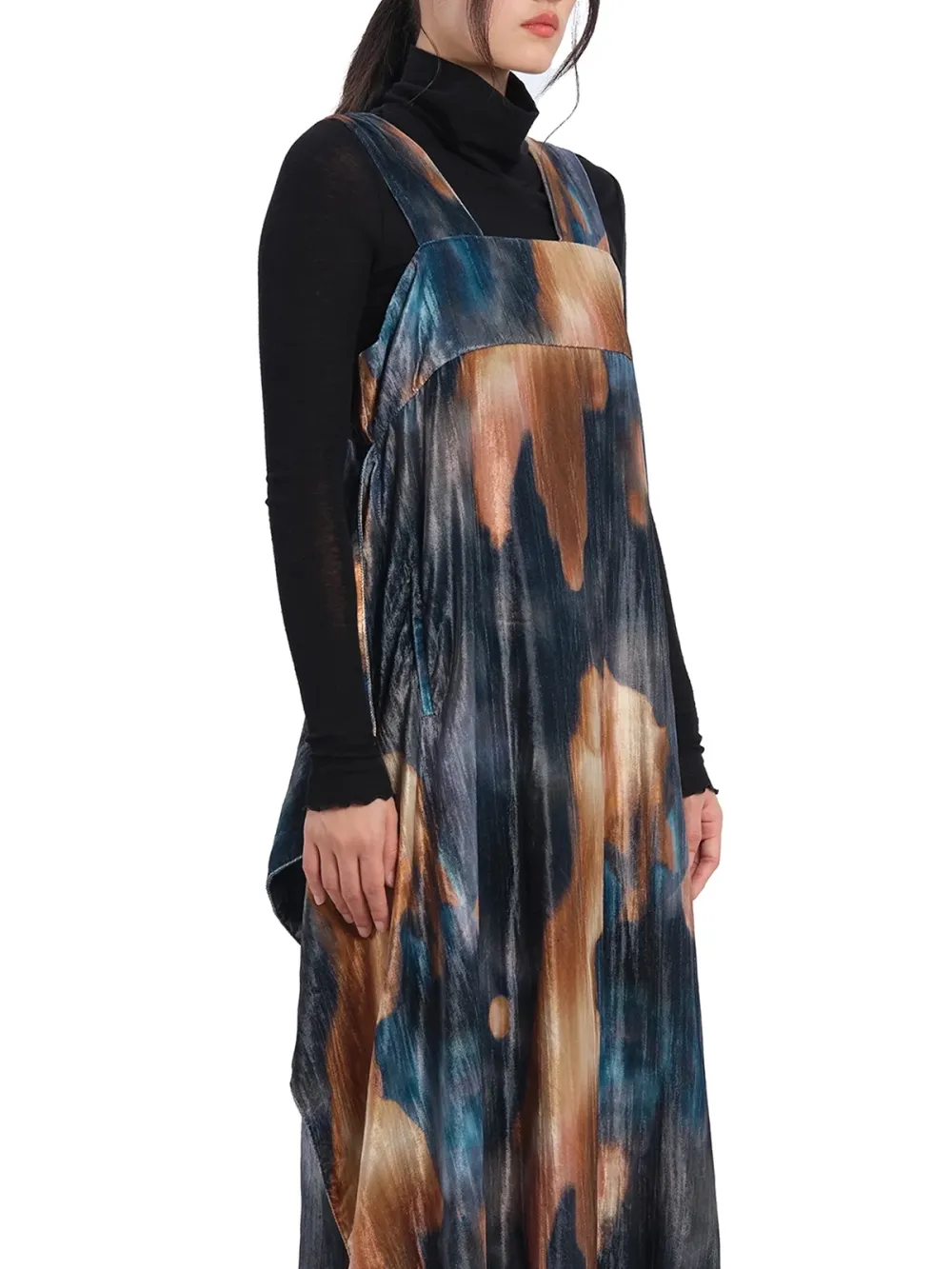 Layered Print Sleeveless Midi Dress