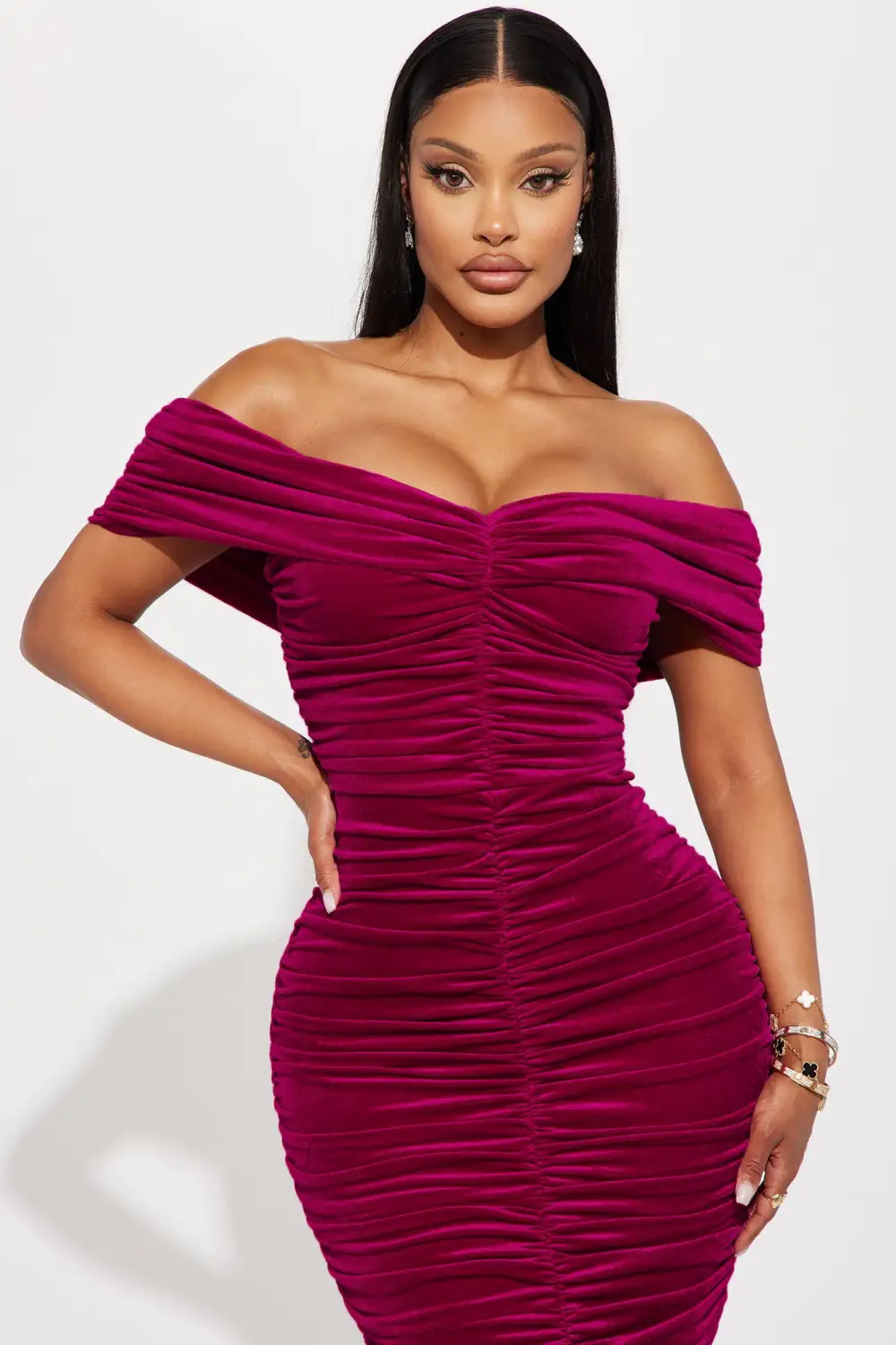 Karissa Velvet Maxi Dress - Fuchsia