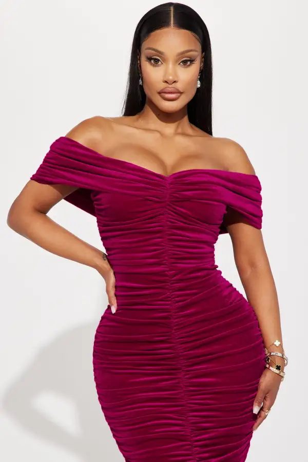 Karissa Velvet Maxi Dress - Fuchsia