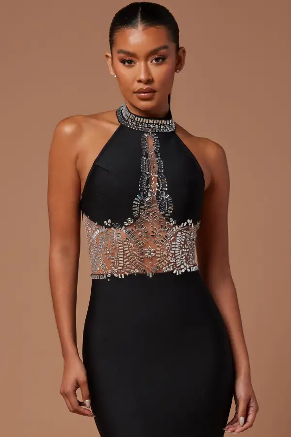 Amira Embellished Gown - Black