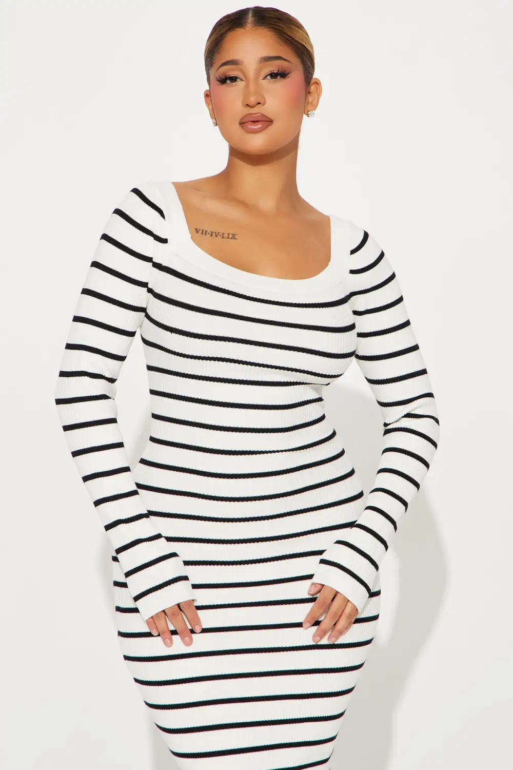 Rachel Sweater Midi Dress - Ivory/combo