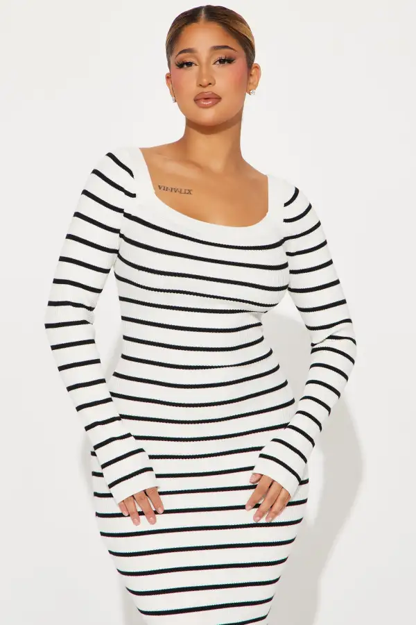 Rachel Sweater Midi Dress - Ivory/combo