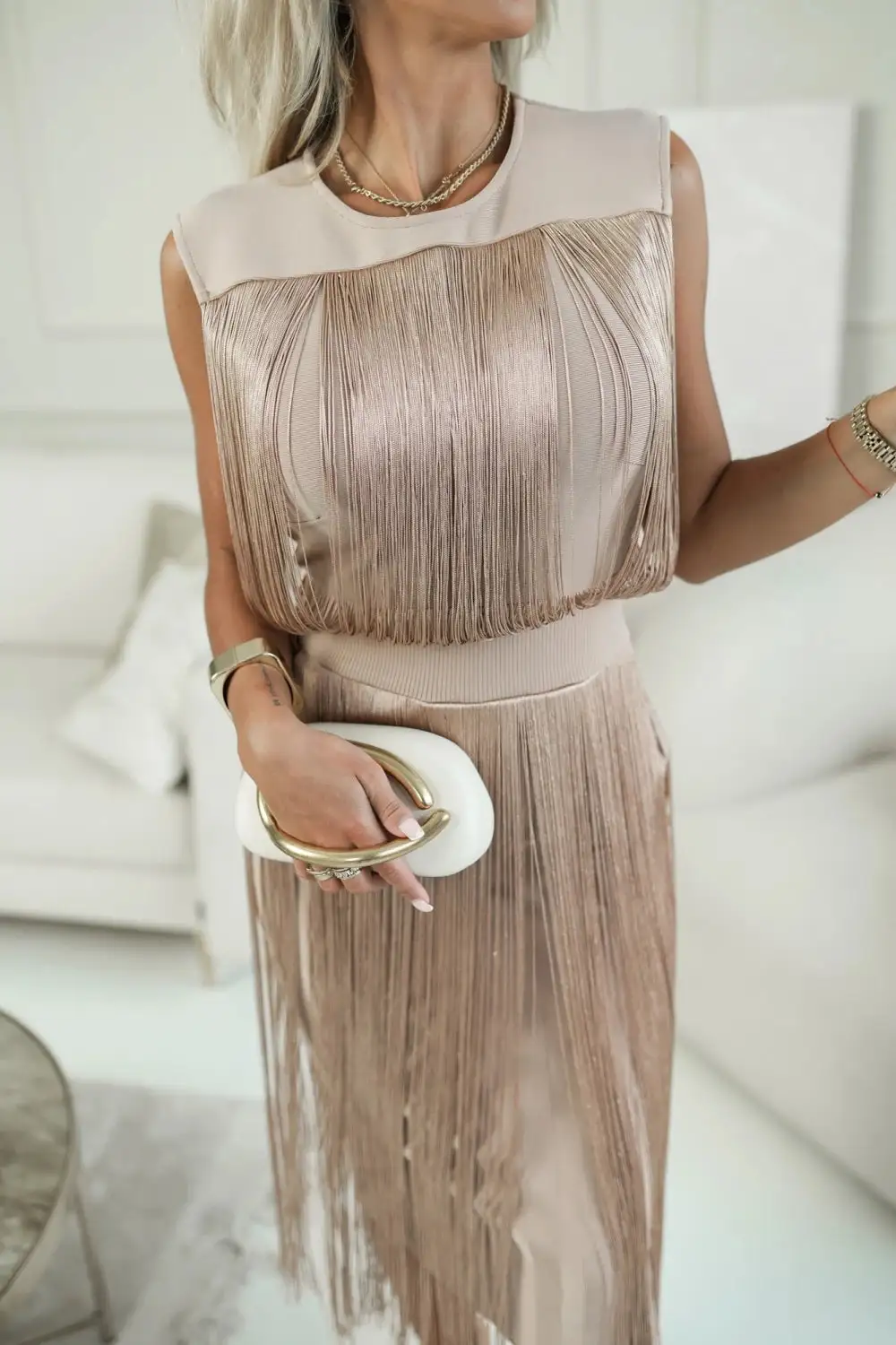 Easy Fit Midi Layered Look Dress