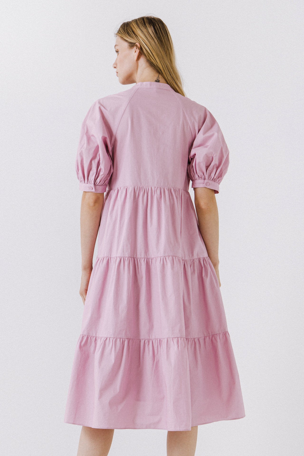 Short Puff Sleeve Midi Dress