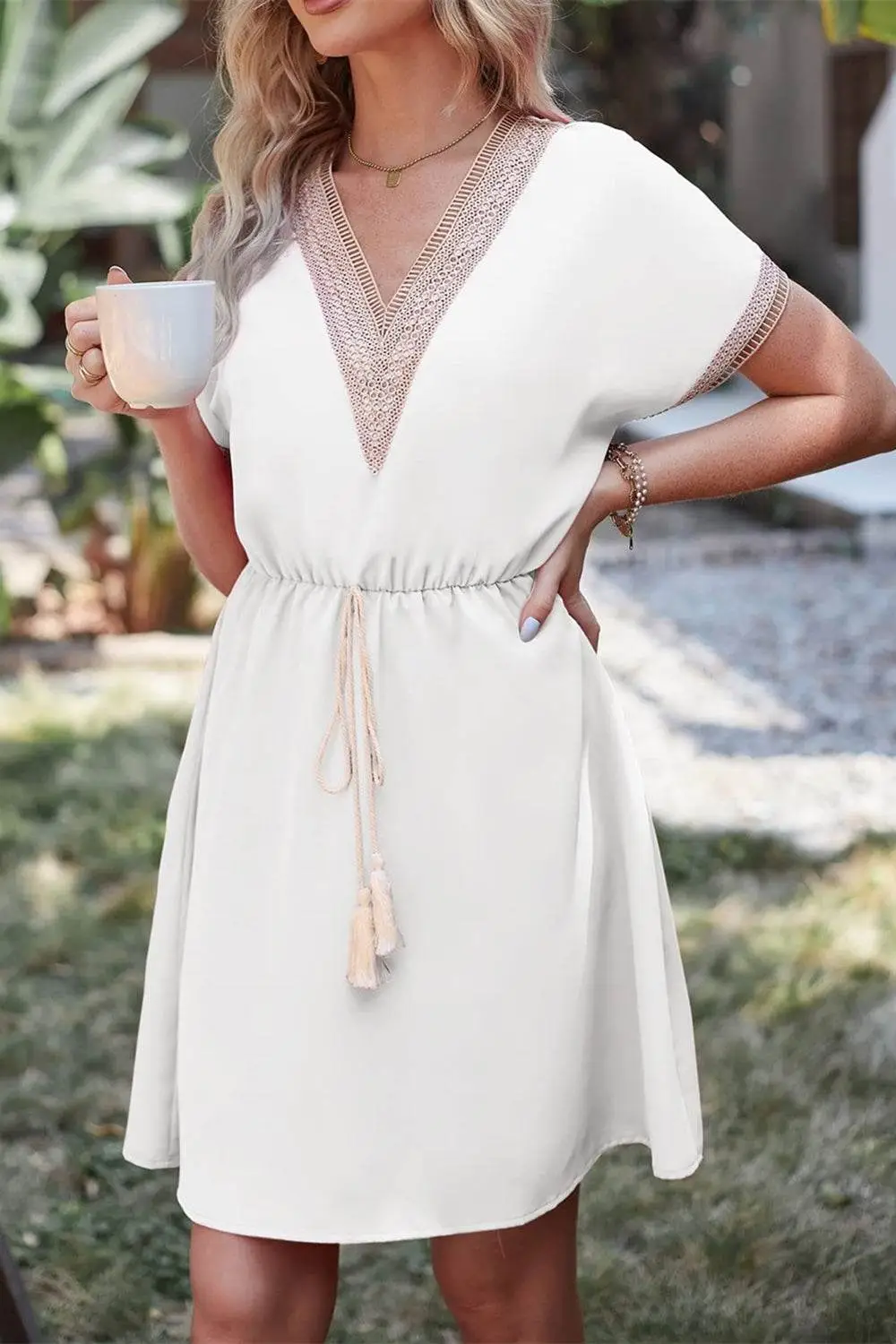 Tassel V Neck Mini Dress