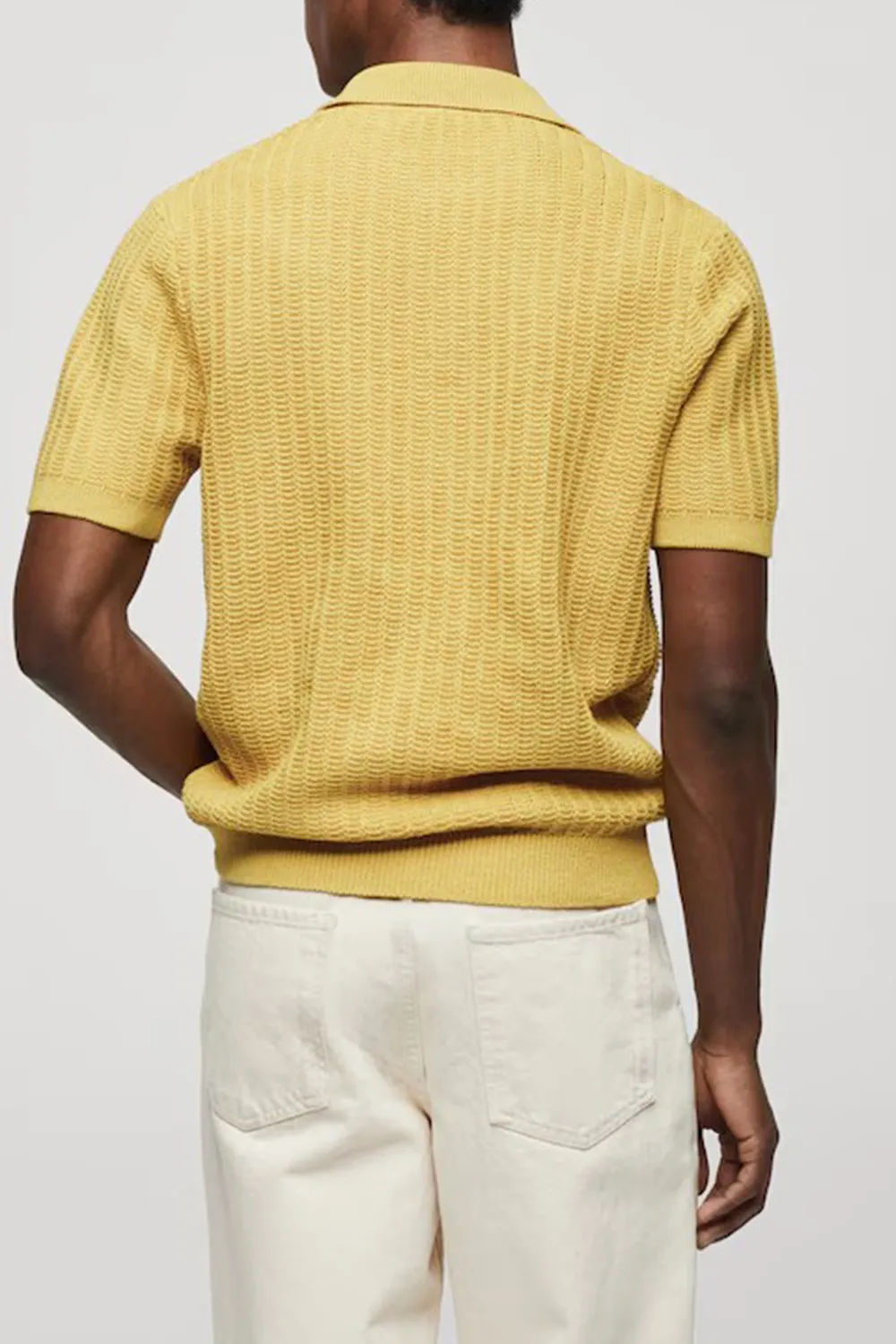 Braided Knit Polo Shirt