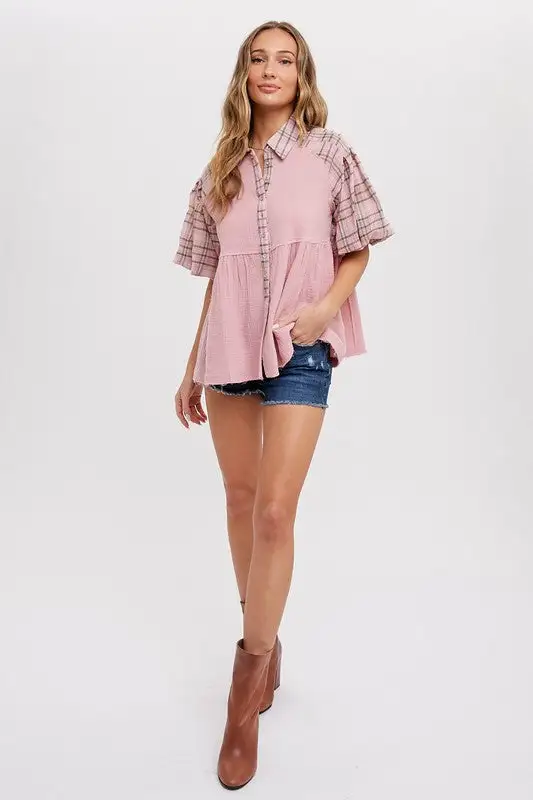 Kelly Anne Babydoll Plaid Tunic | URBAN ECHO SHOP