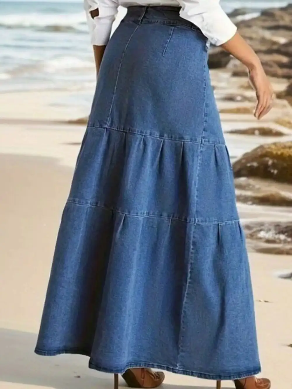 Everyday Tiered Denim Maxi Skirt