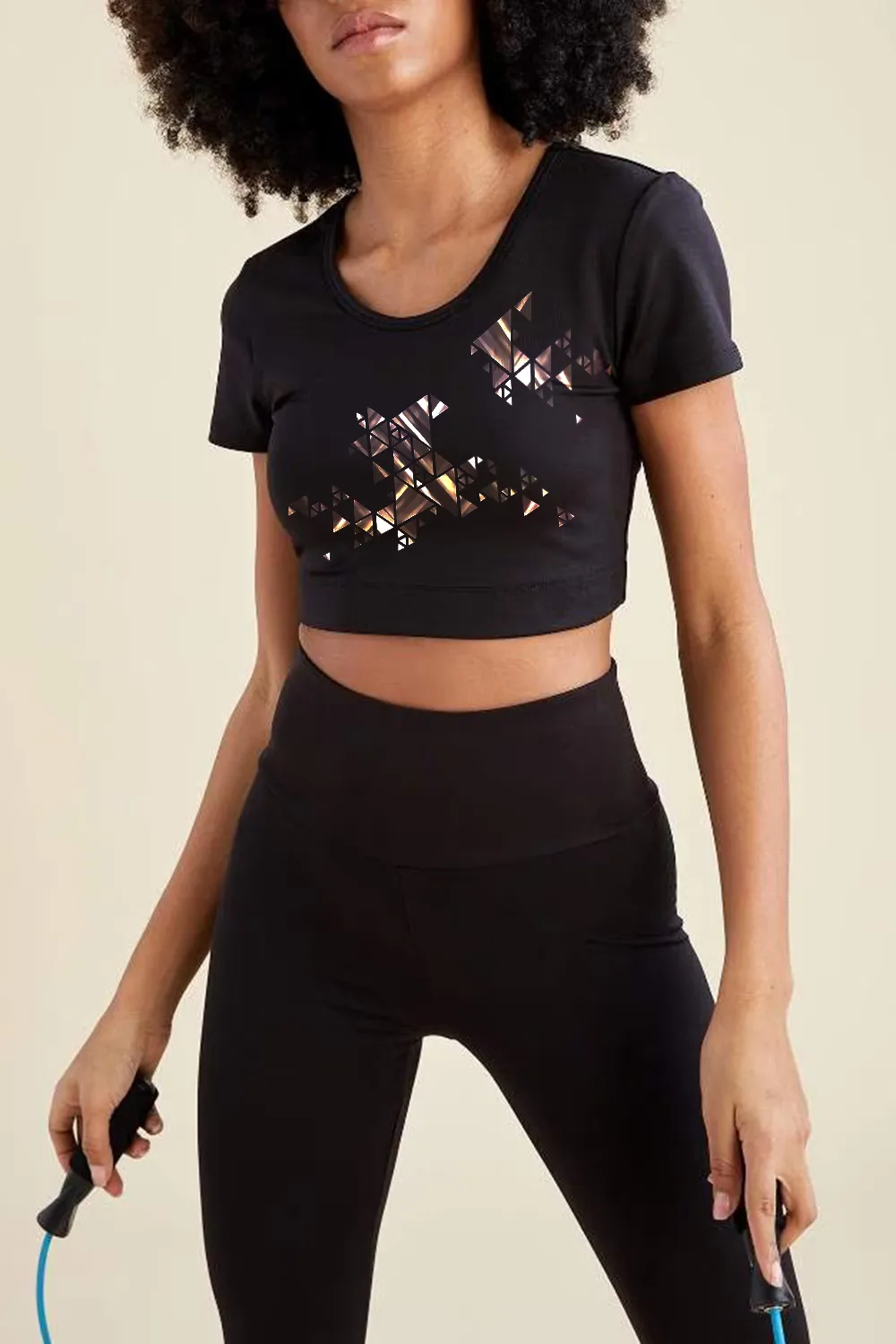 Crew Neck Short Sleeve Crop T-Shirt