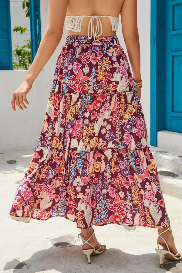 Polished Maxi Floral Print Skirt