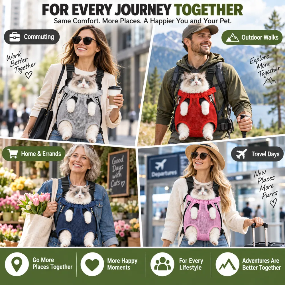 Breathable Pet Backpack for Cats, Front-Facing Carrier Bag for Travel, All-Season Portable Shoulder Pack