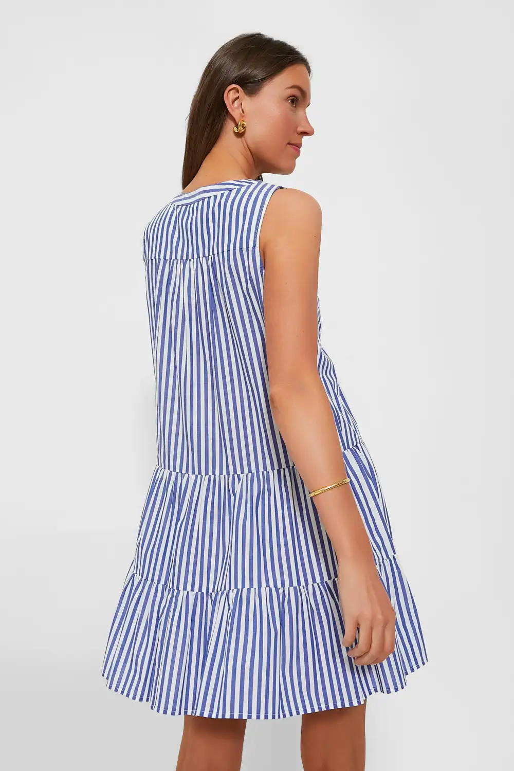 Blue and White Stripe Sleeveless Cotton Poplin Kenzo Dress