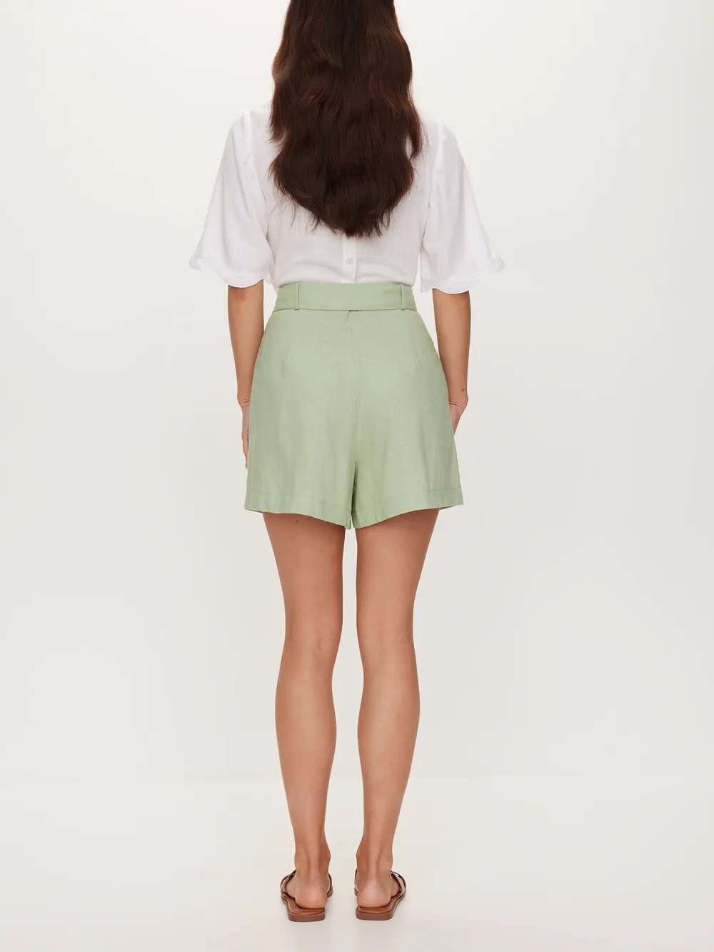 Linen Blend Belted Short