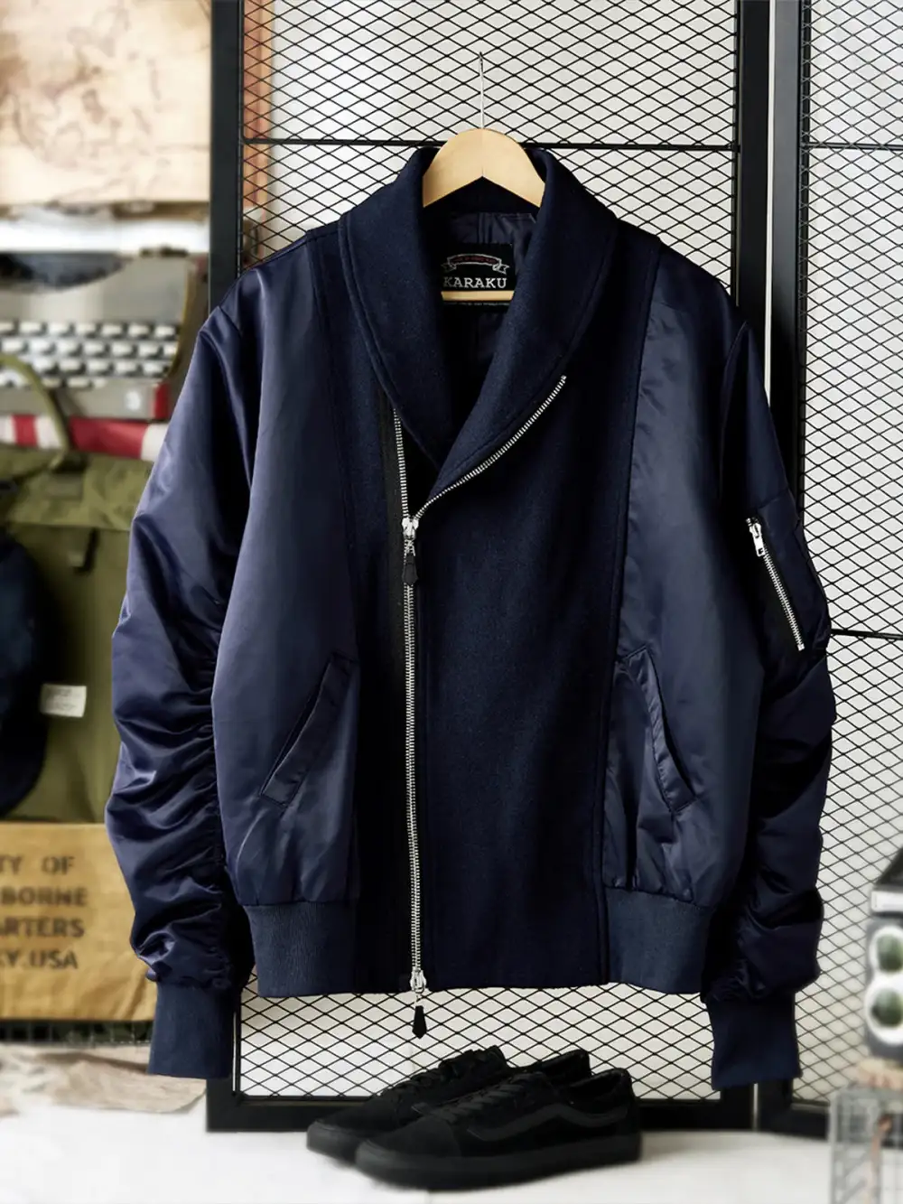 Men's Fleece Lined Tweed Bomber Jacket