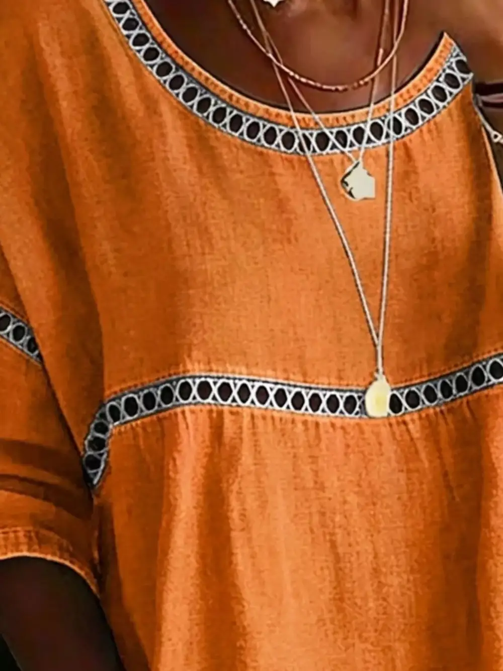 Hollow Out Round Neck Top Plus
