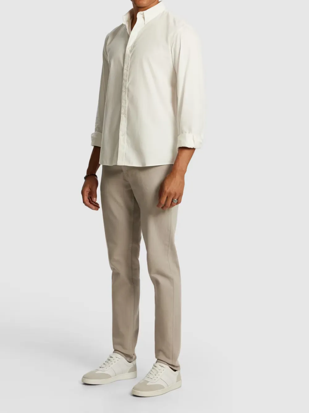 Khaki Slim Fit Cotton Trousers