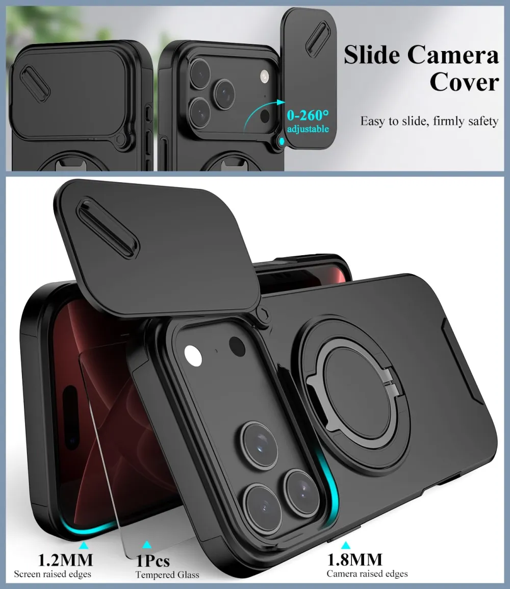 For iPhone 18 Pro Max LINK Phone Case Apple 15 Pro Sliding Window Stand Shockproof Protective Cover