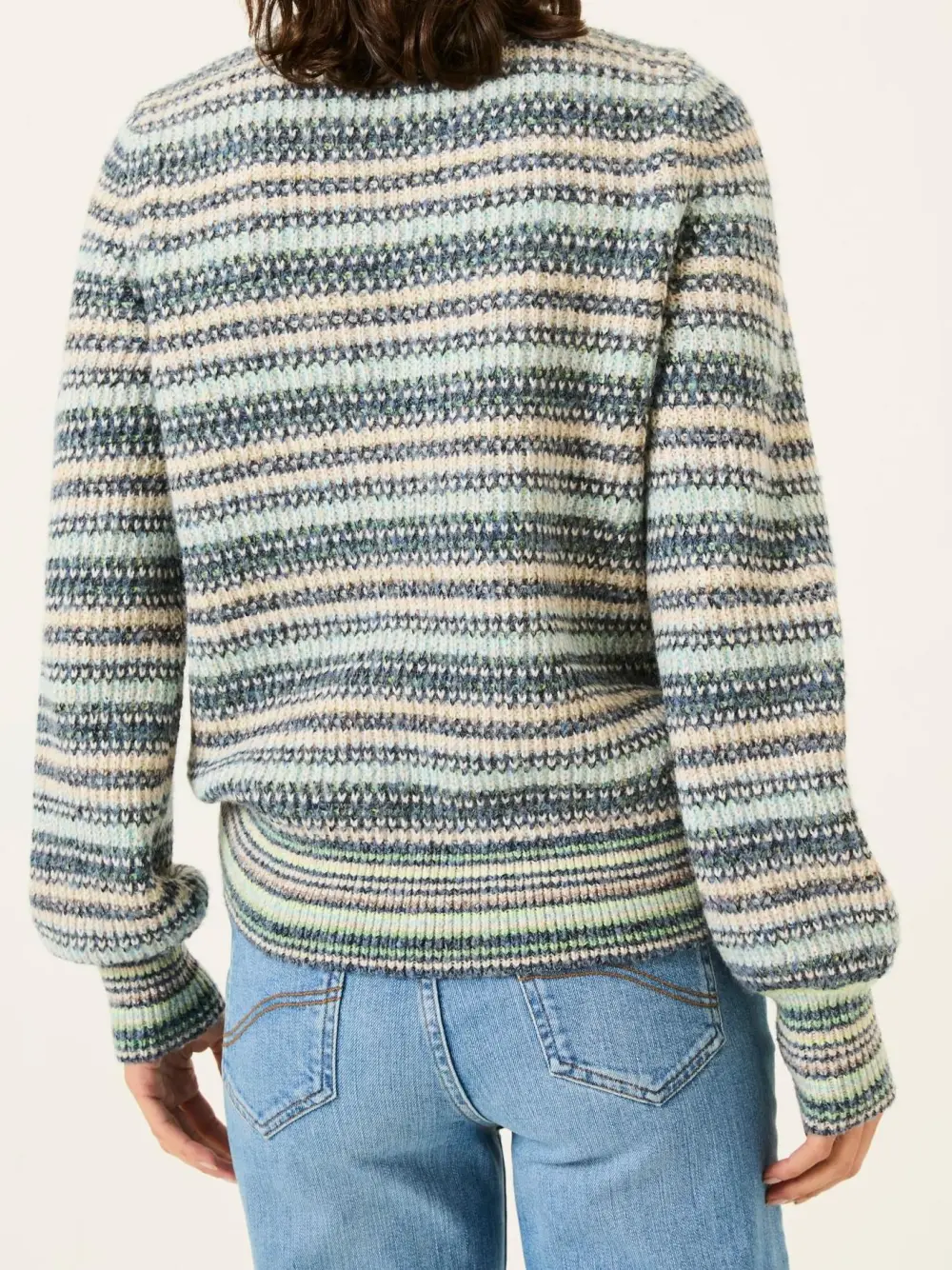 Blue Soraya Stripe Knitted Crew Neck Jumper
