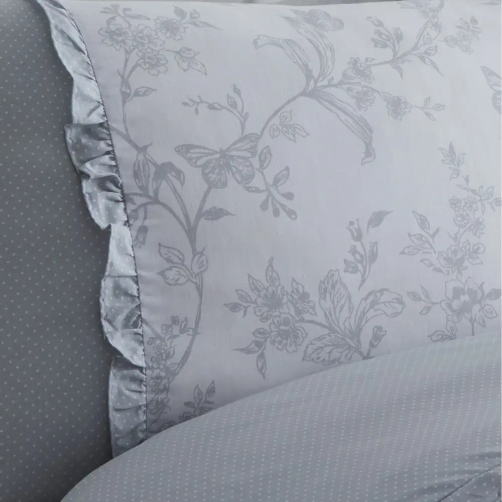 Modern Bedroom Ruffled Floral Cotton Duvet Cover Set