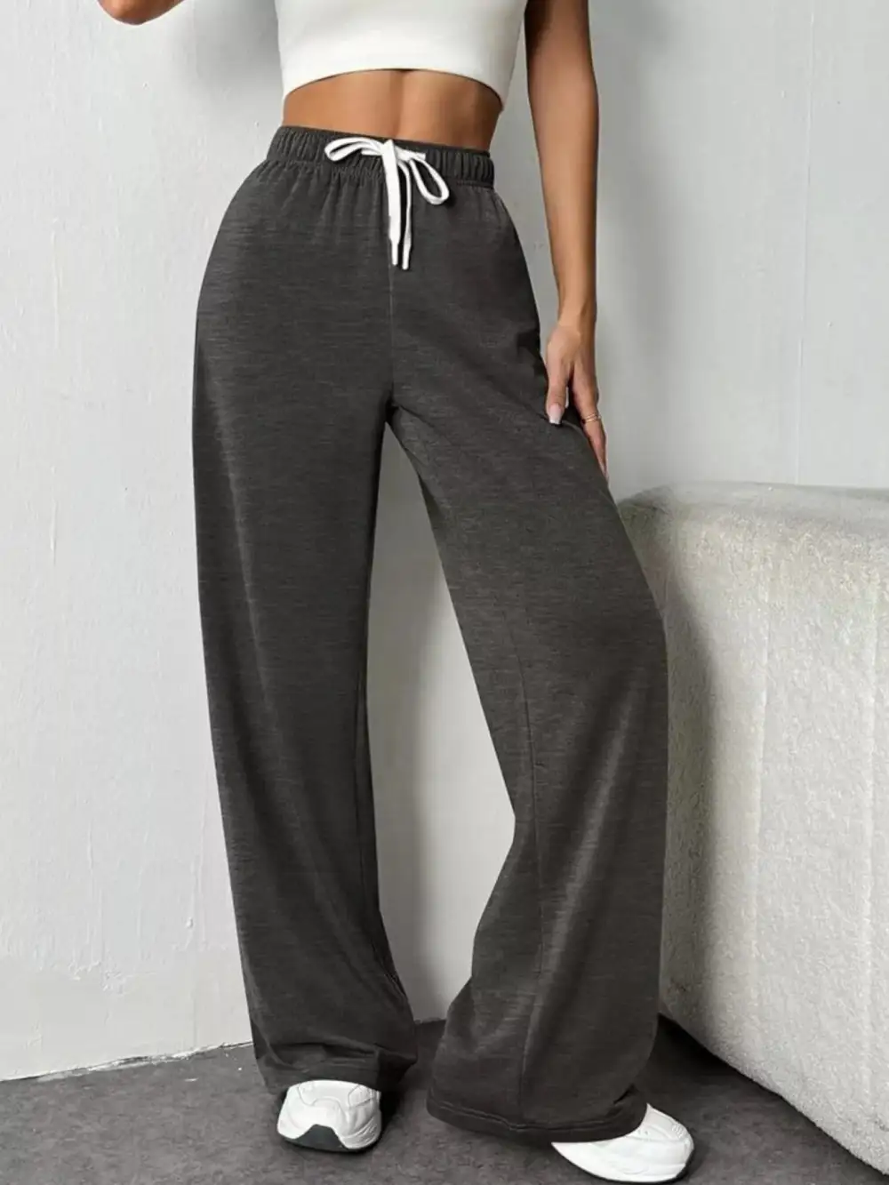 Soft Drawstring Wide Leg Pants
