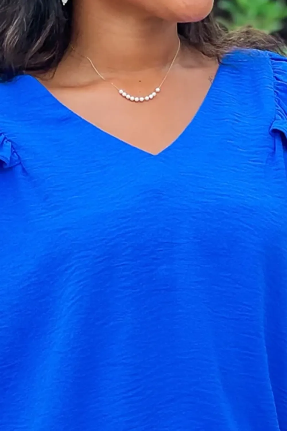 Blue V-Neck Top