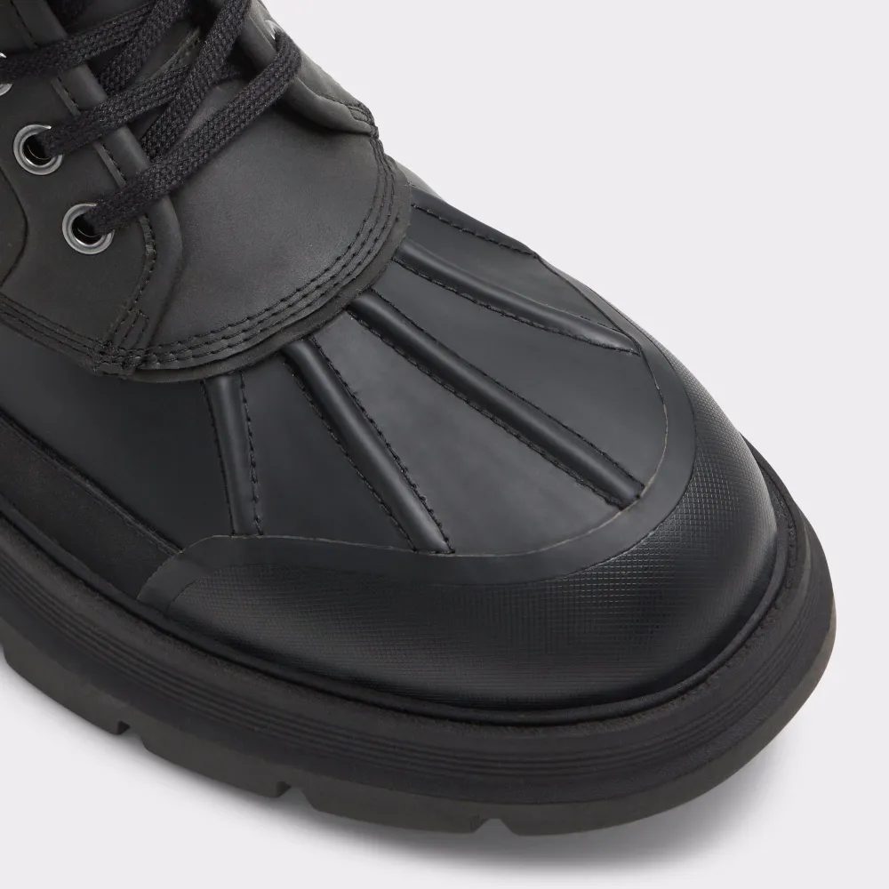 Men's Black Platform Suede Lace-Up Boots