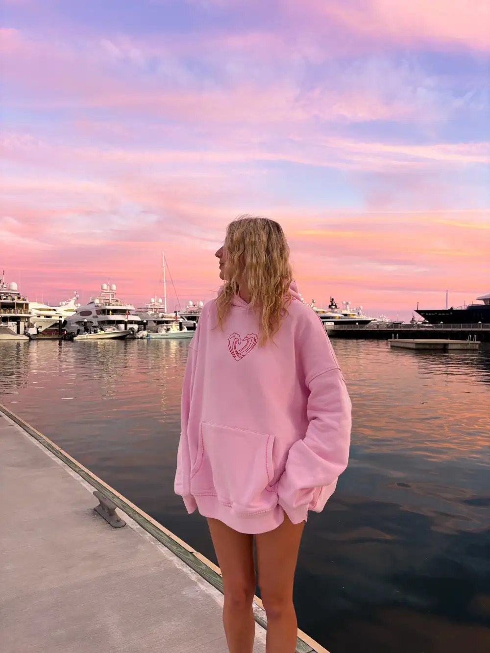 Bubblegum Ocean Heart Stitched Hoodie