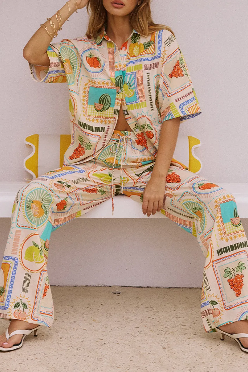 Art Print Wide-Leg Pants