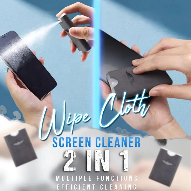 2-in-1 Screen Cleaner & Microfiber Cloth – Portable, Residue-Free, Gentle 🧽