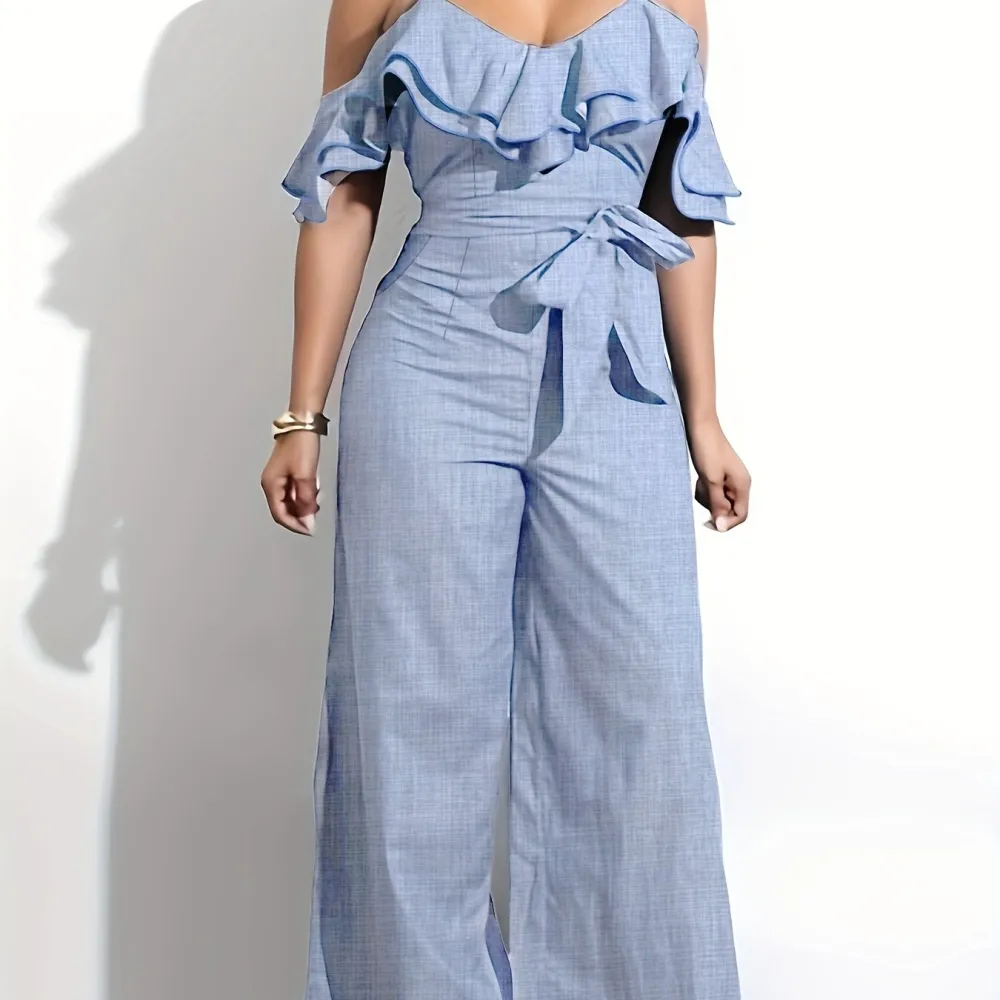 Ruffle Jumpsuit: Spring/Summer Style (Cold Shoulder, Wide Leg)