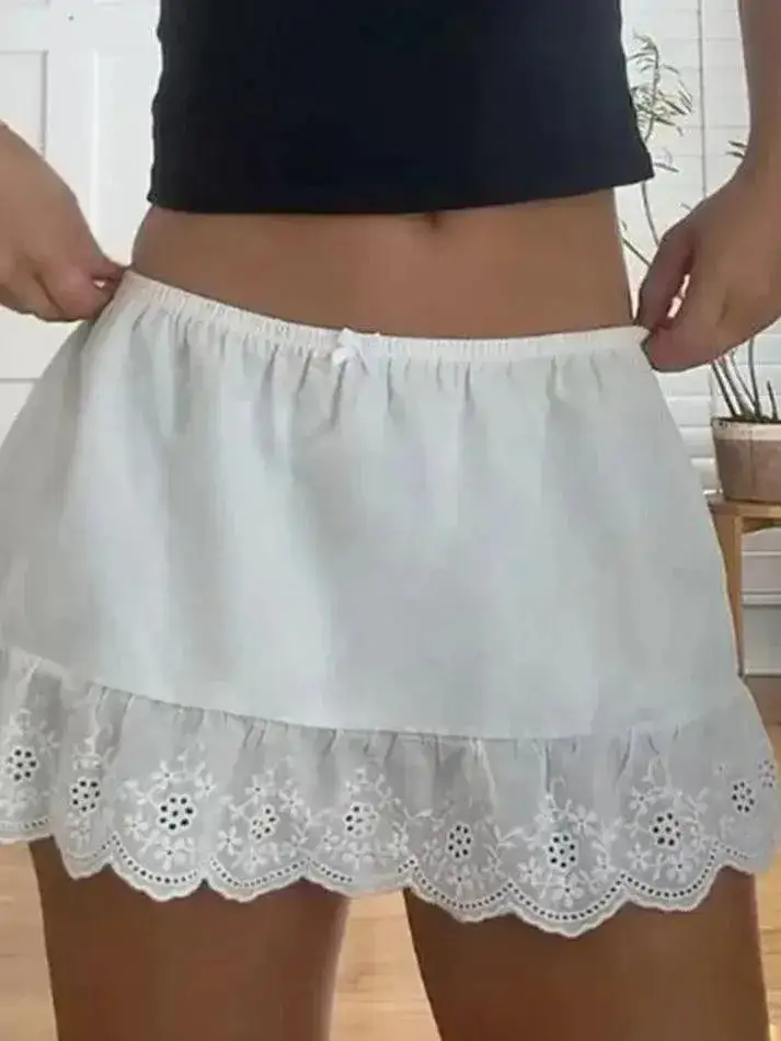 Lace Hollow Mini Skirt