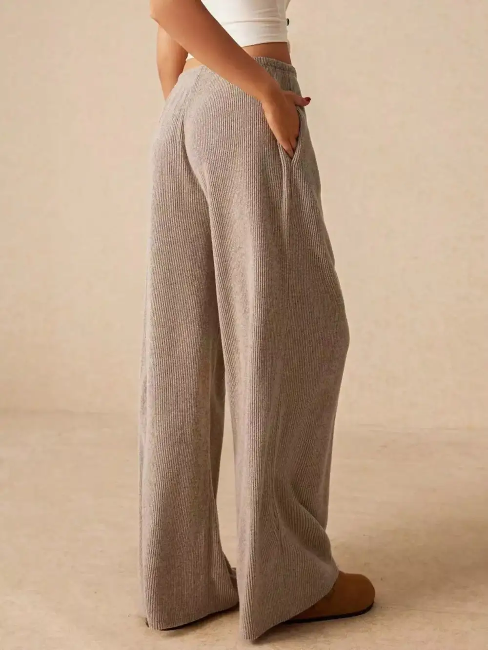 Polished Drawstring Wide Leg Pants