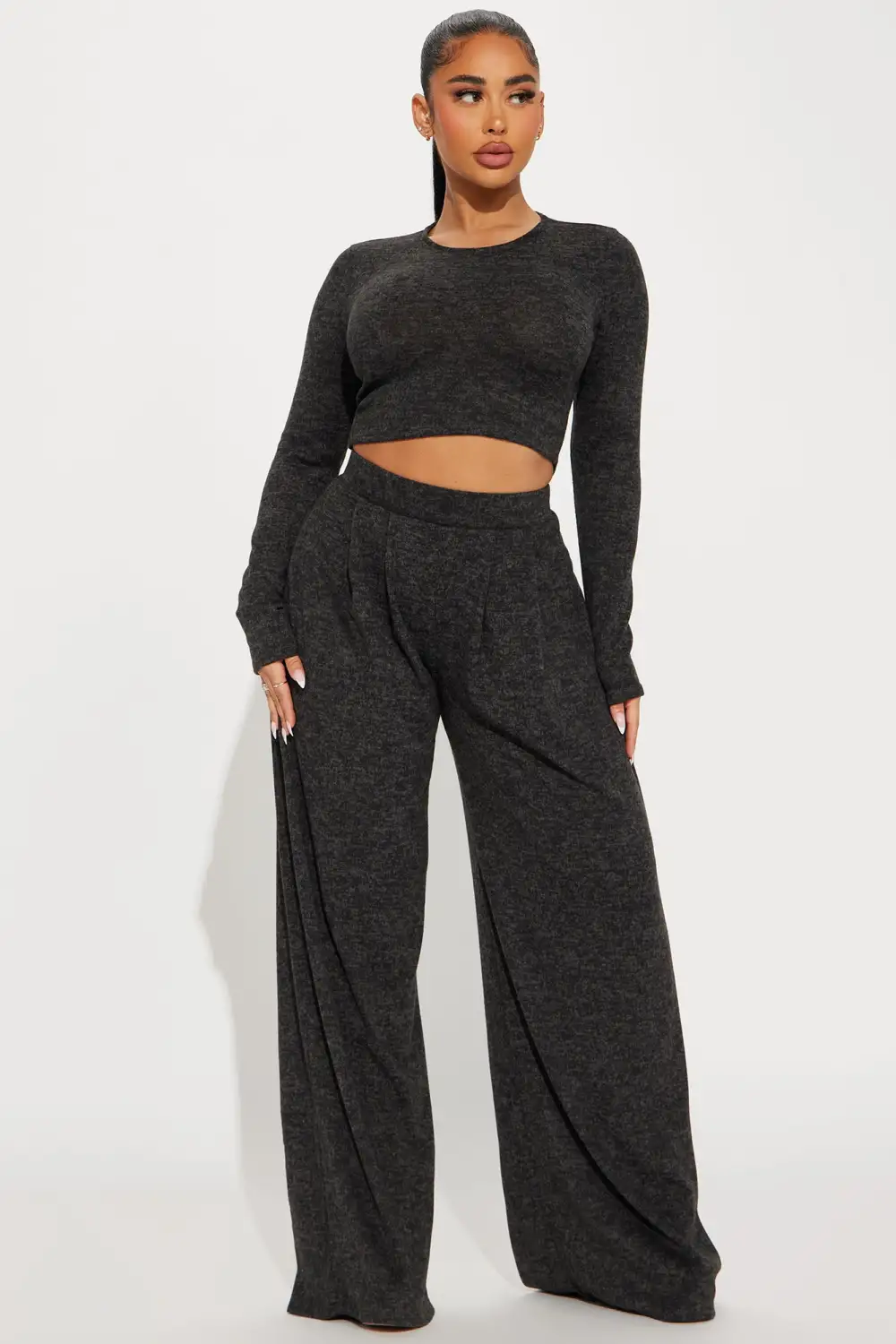 Chosen One Brushed Knit Pant Set - Black