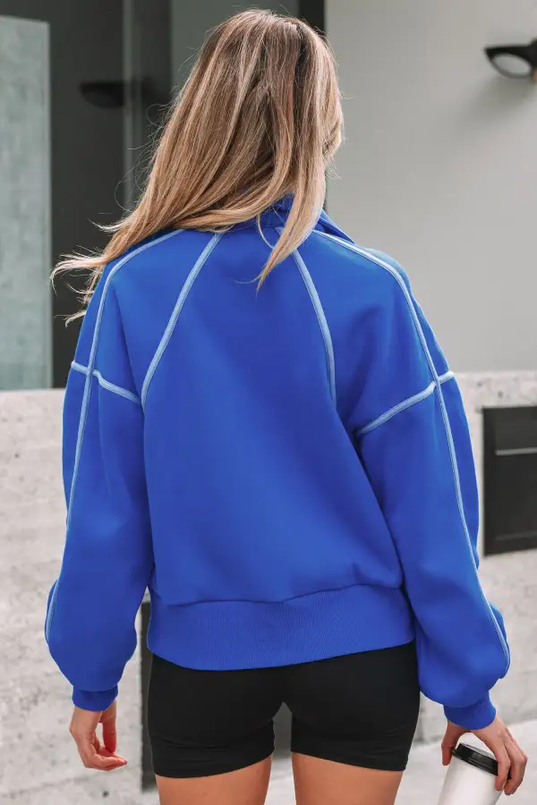 Button Detail Exposed Seam Sweatshirt