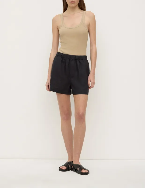 Black Linen Everyday Short