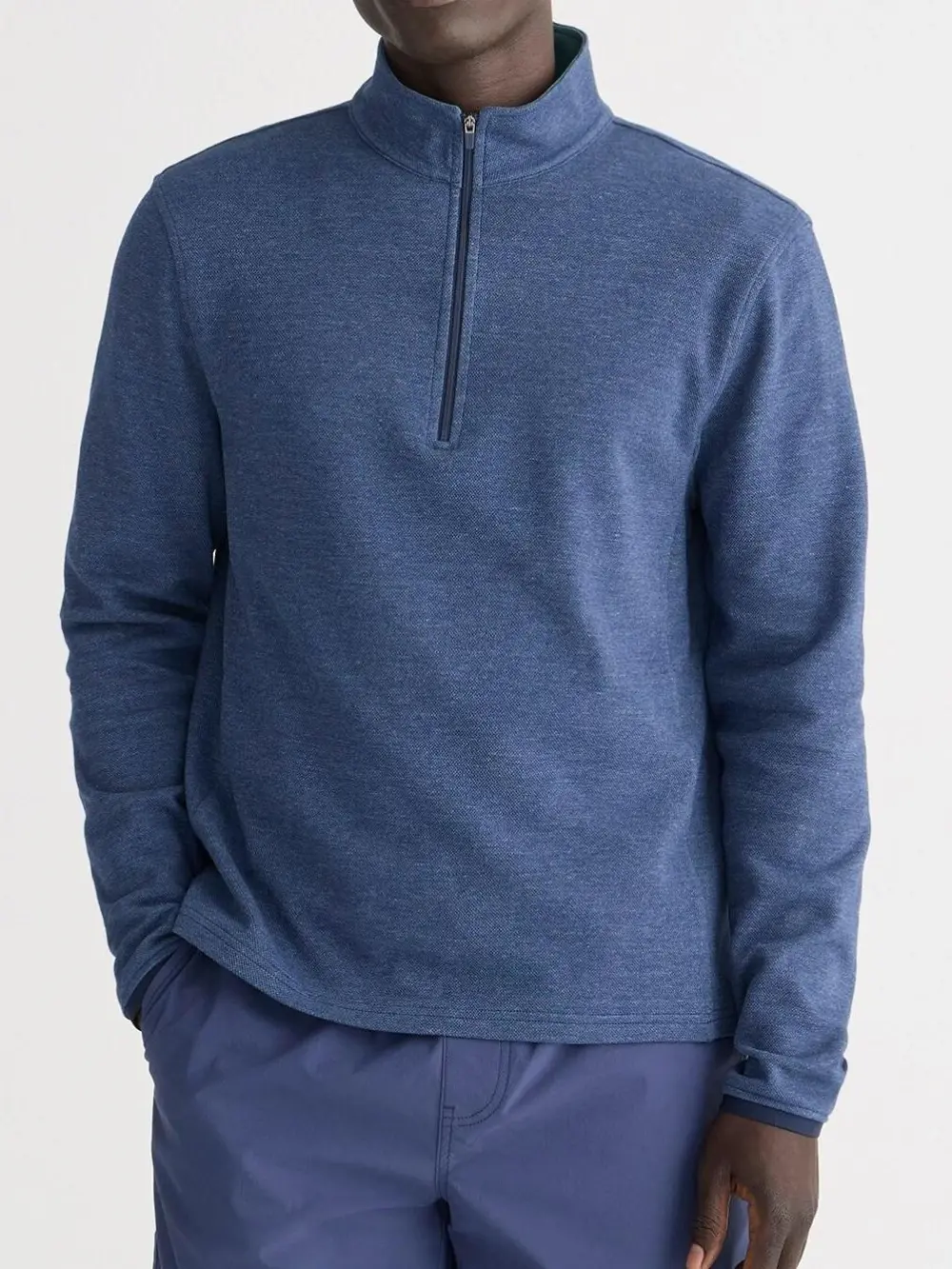 Blue Quarter Zip Men's Casual Sweatshirt