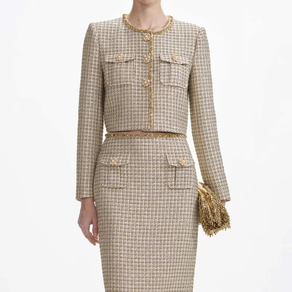 Gold Boucle Midi Skirt