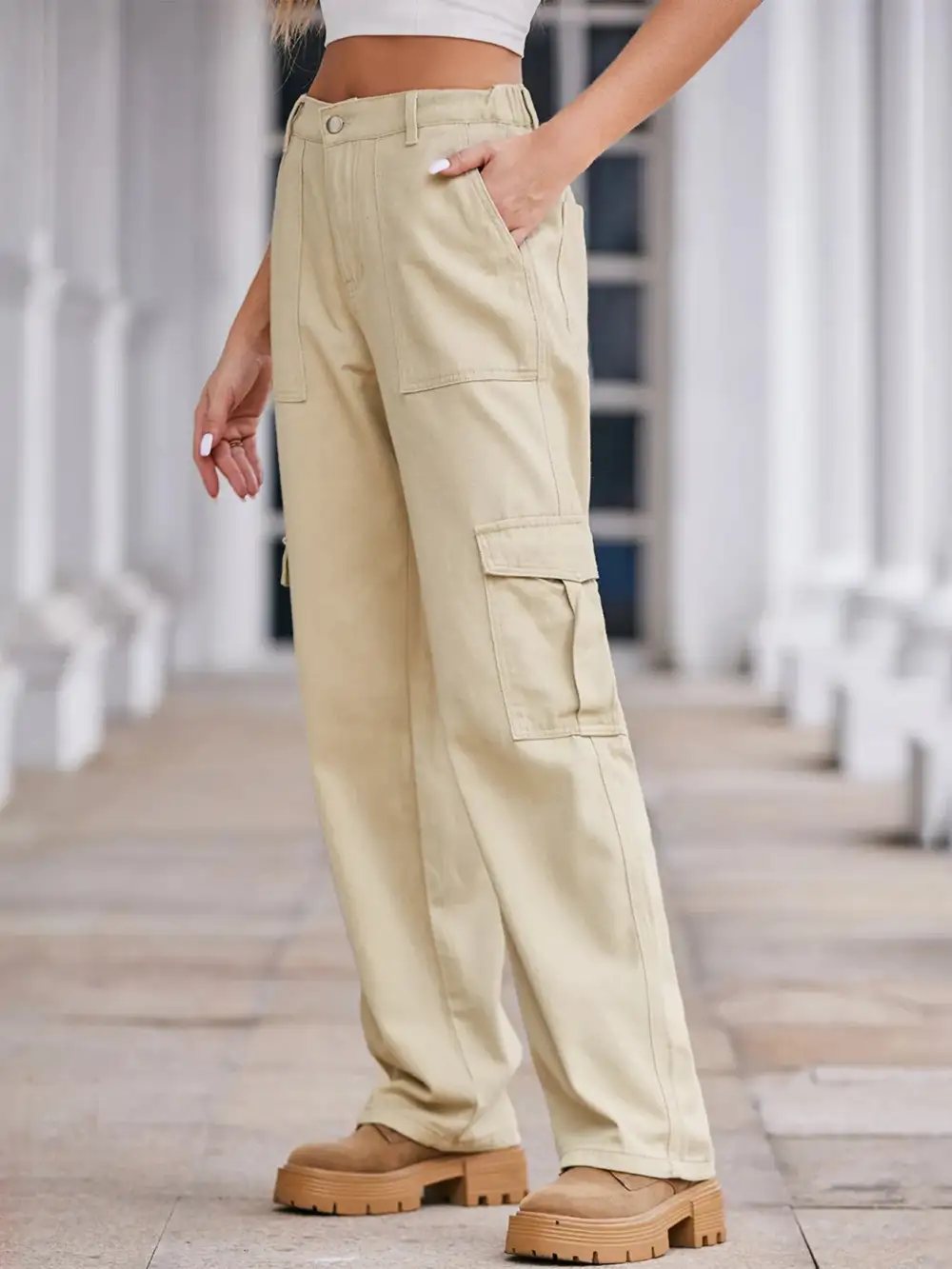 High Waist Cargo Jeans